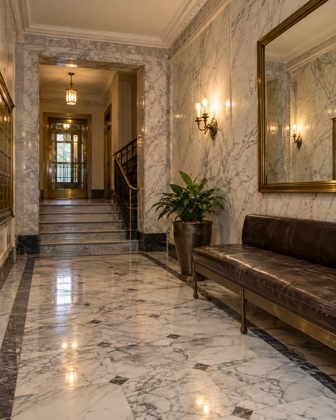 Marble lobby of a pre-war co-op