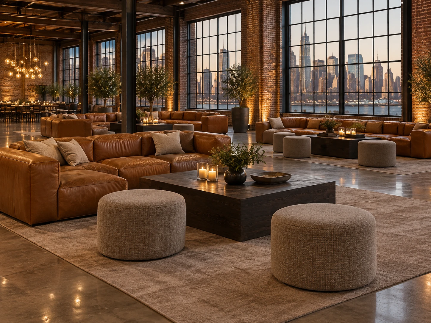 Lounge furniture in a private event loft