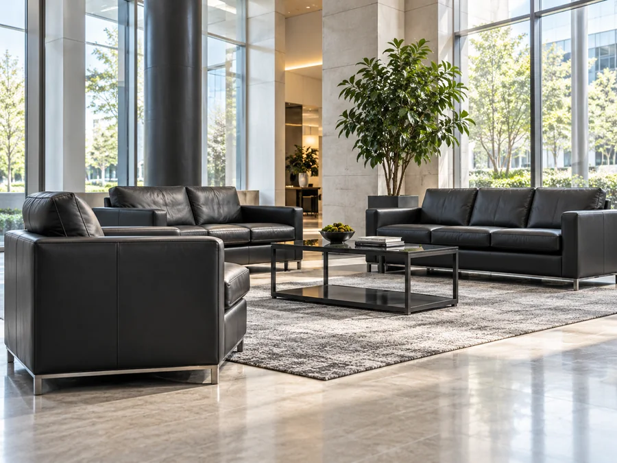 Office lobby lounge seating covered by a property and facility account