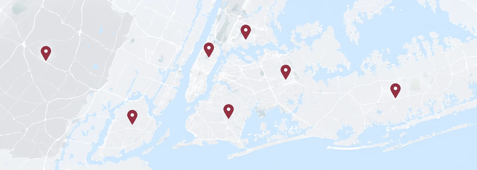 Service coverage map of the New York metropolitan area for property furniture repair