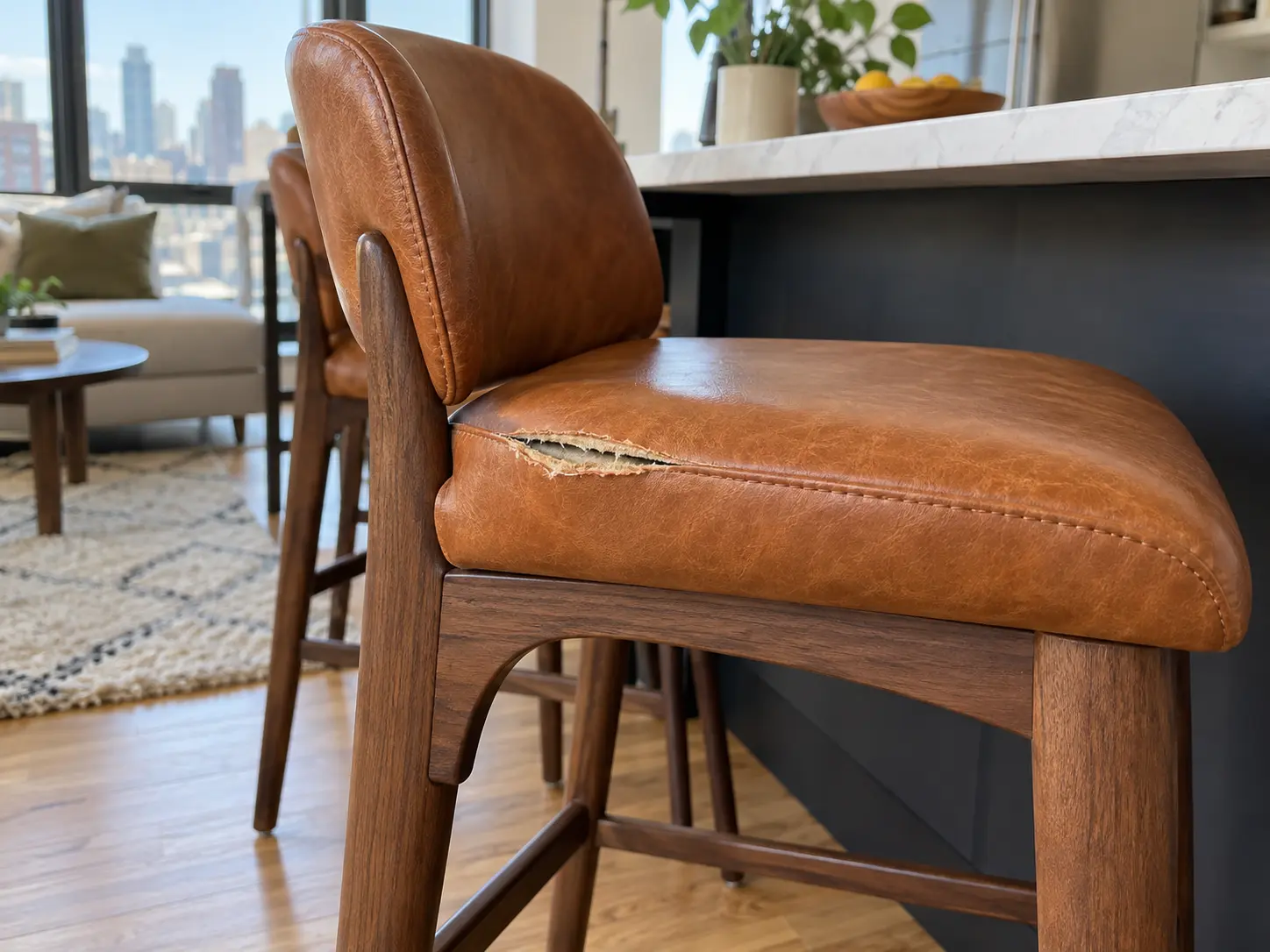 Split counter stool seat, before
