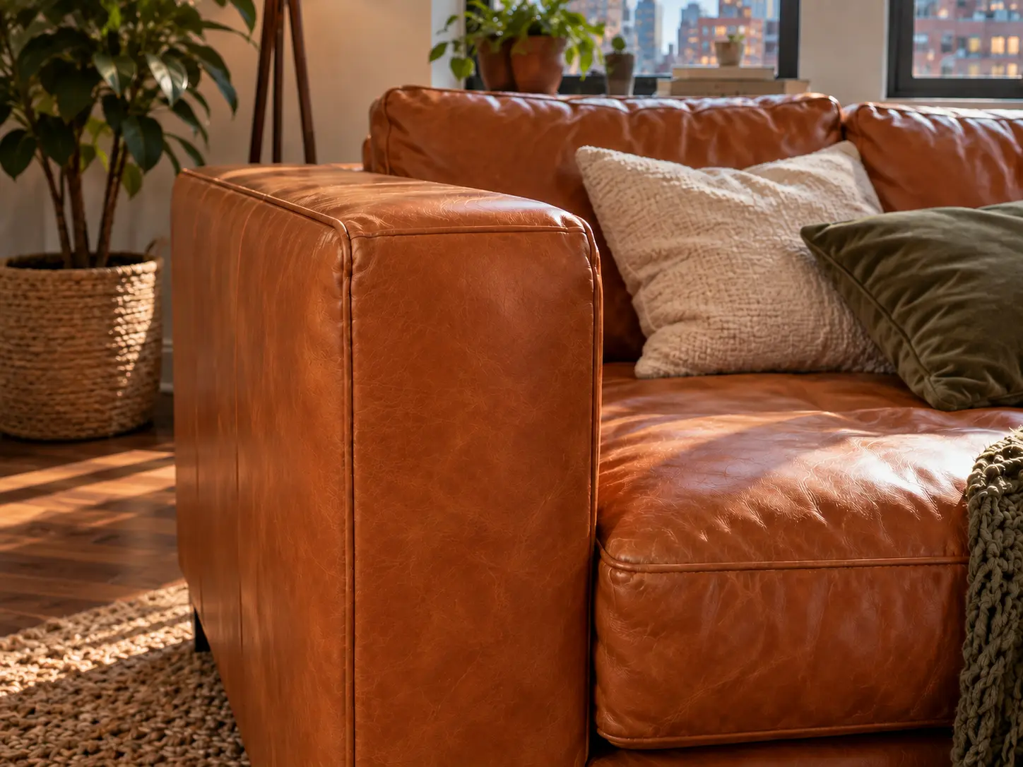 The same sofa arm repaired, after