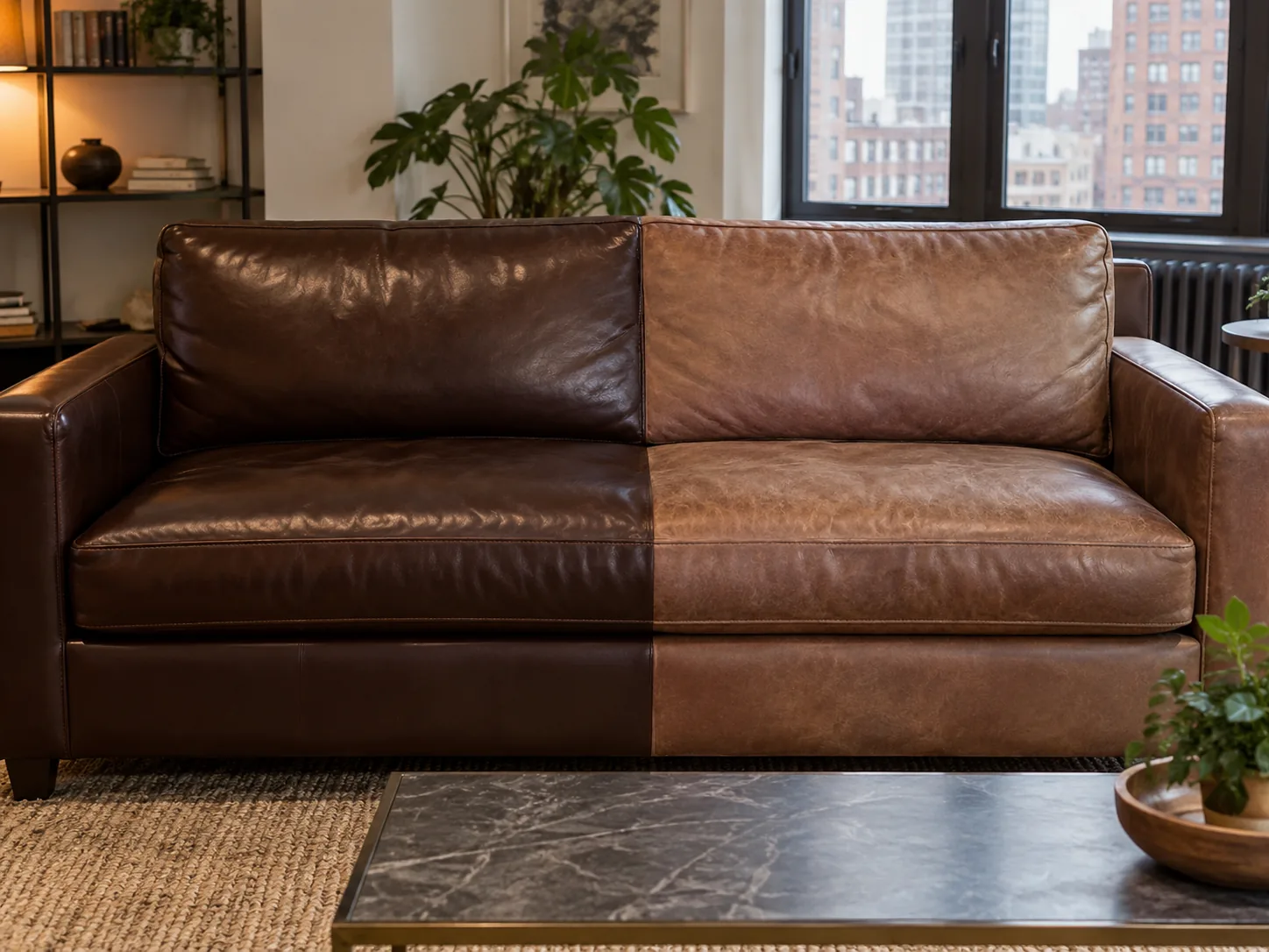 Sofa faded on one side only