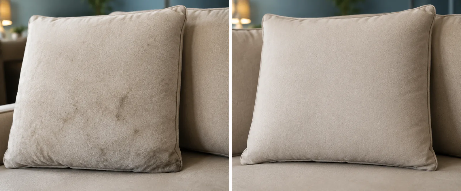 Stained cushion cover before and after