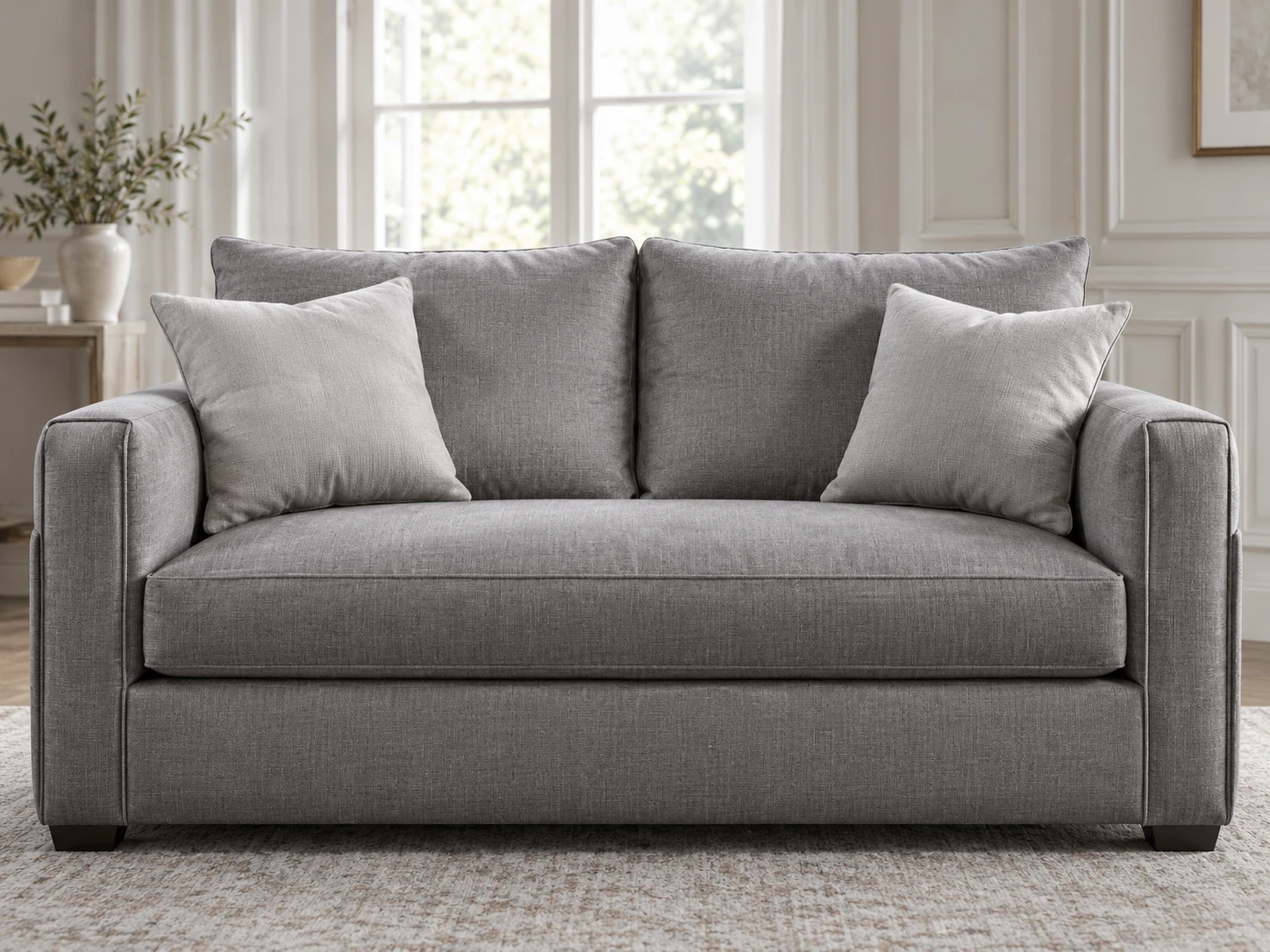 Grey sofa after reupholstery