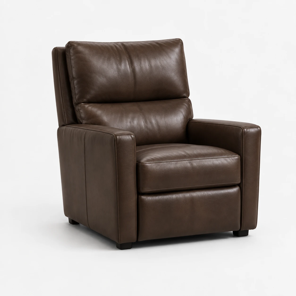 Brown track-arm leather recliner