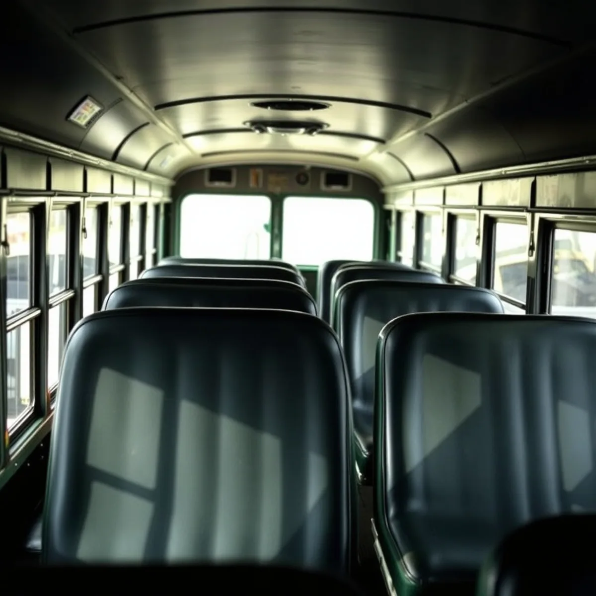 Row of bus seats recovered in vinyl