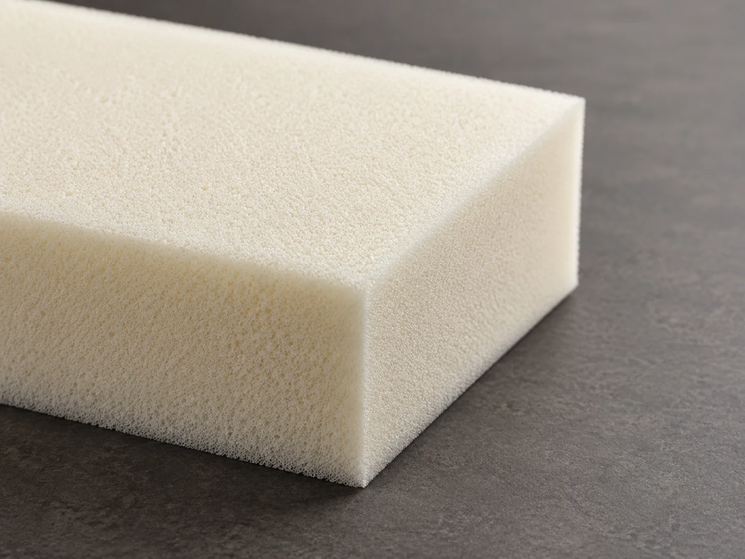 Block of white high-density foam