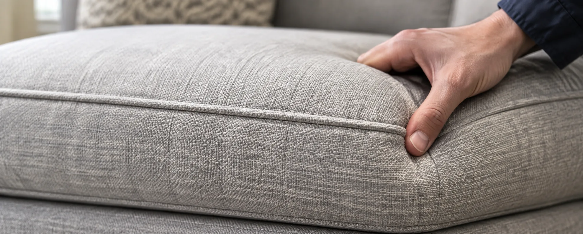 Hand pressing a seat cushion