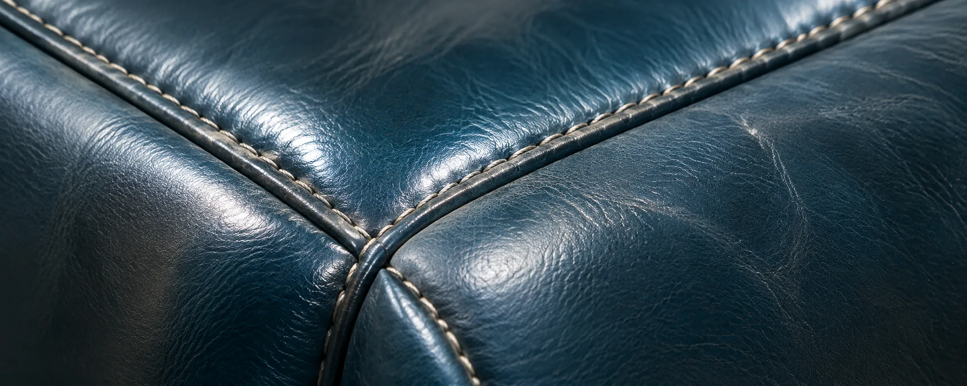Blue leather welt detail