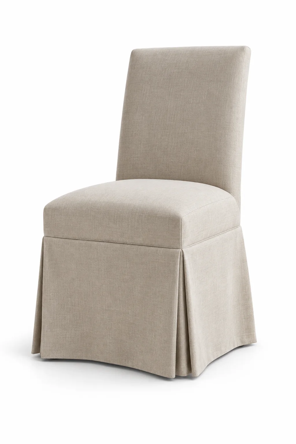 Skirted slipcover dining chair in beige