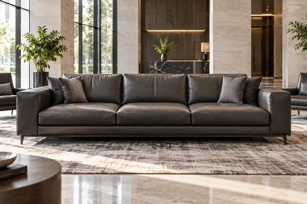 Leather sofa and lounge seating in a reception area