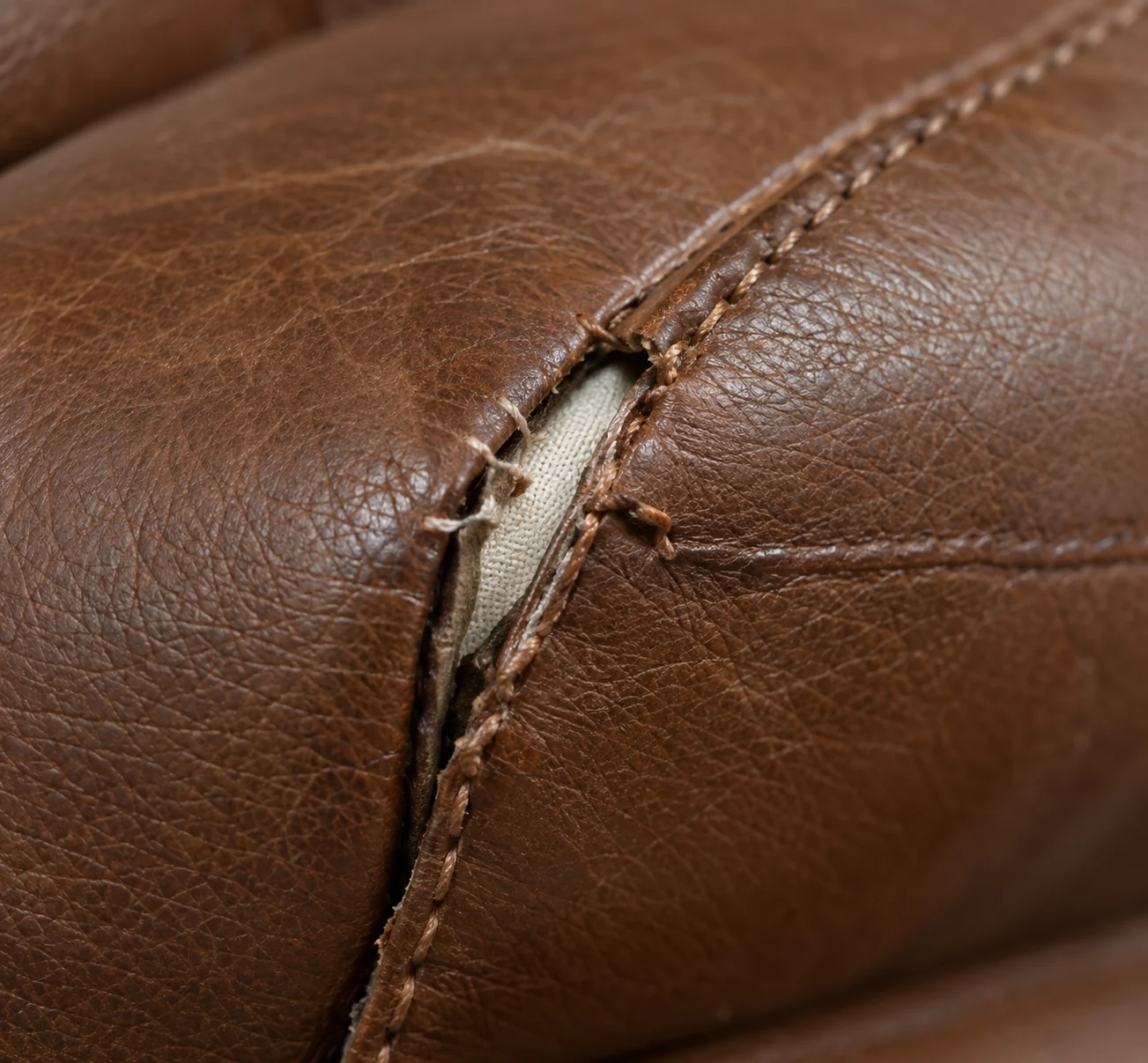 Small split starting at a leather seam