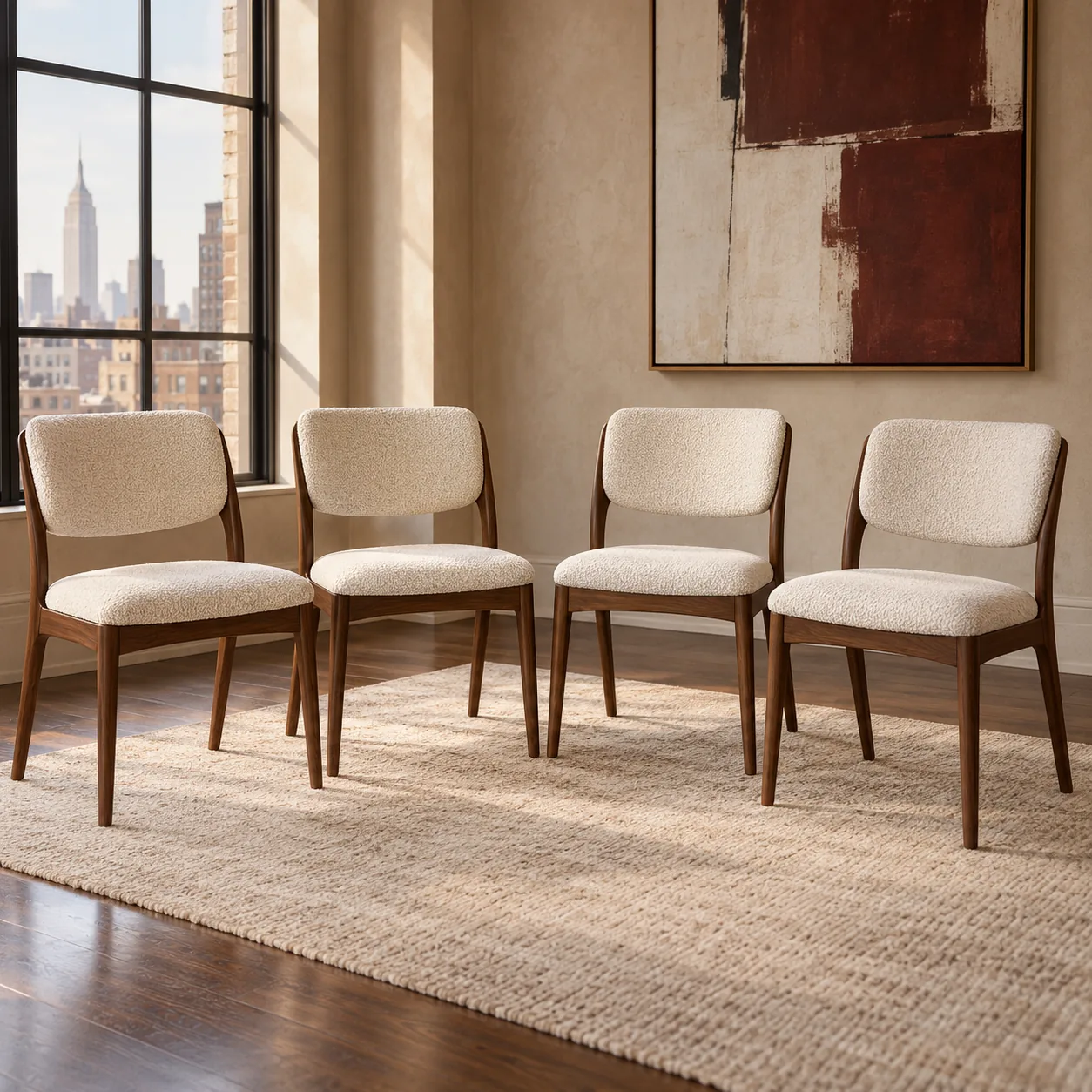 Staging dining chairs ready for the next install