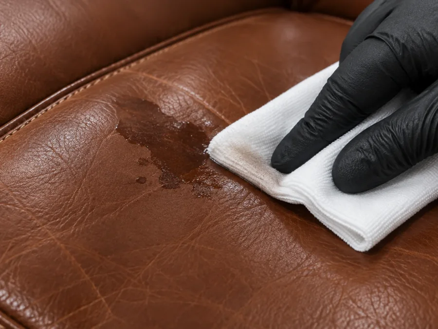 Pad test on a leather mark