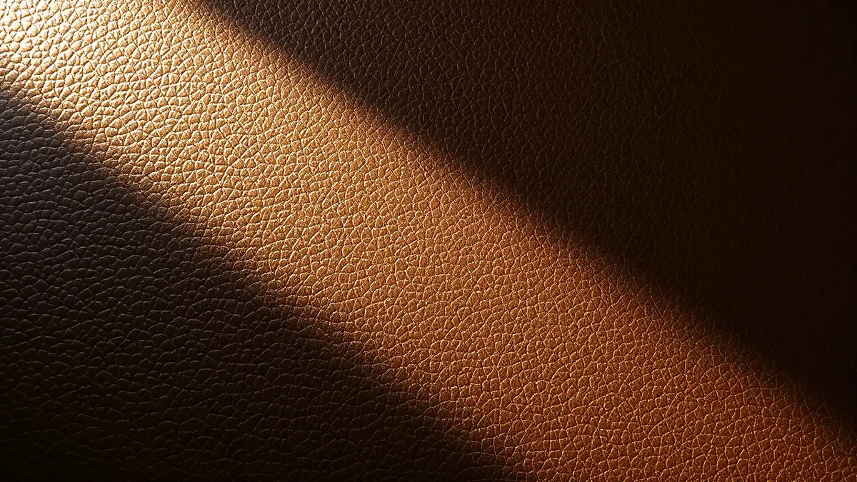 Low light raking across leather