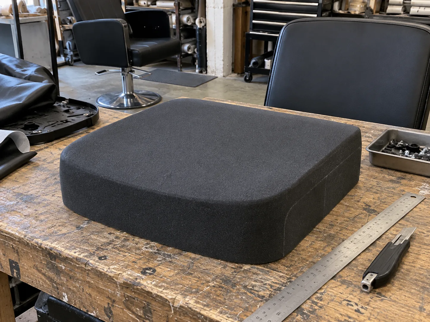 A new foam block for a styling chair seat