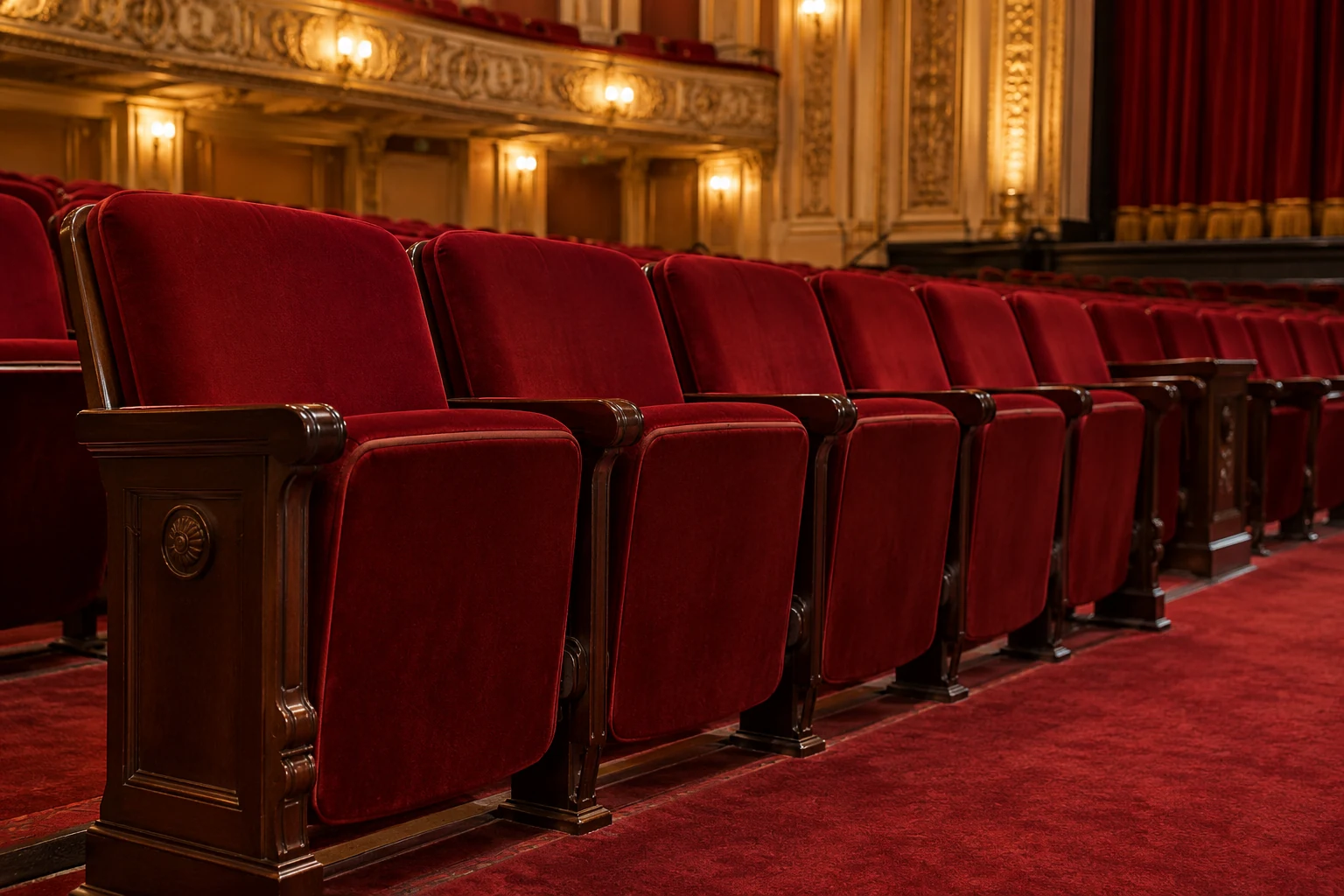 A recovered theater row seen front on