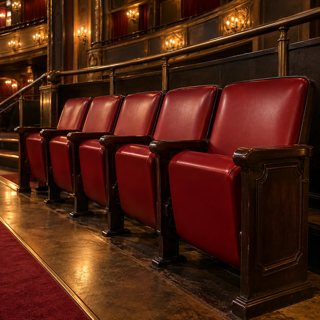 Theater seating being reupholstered