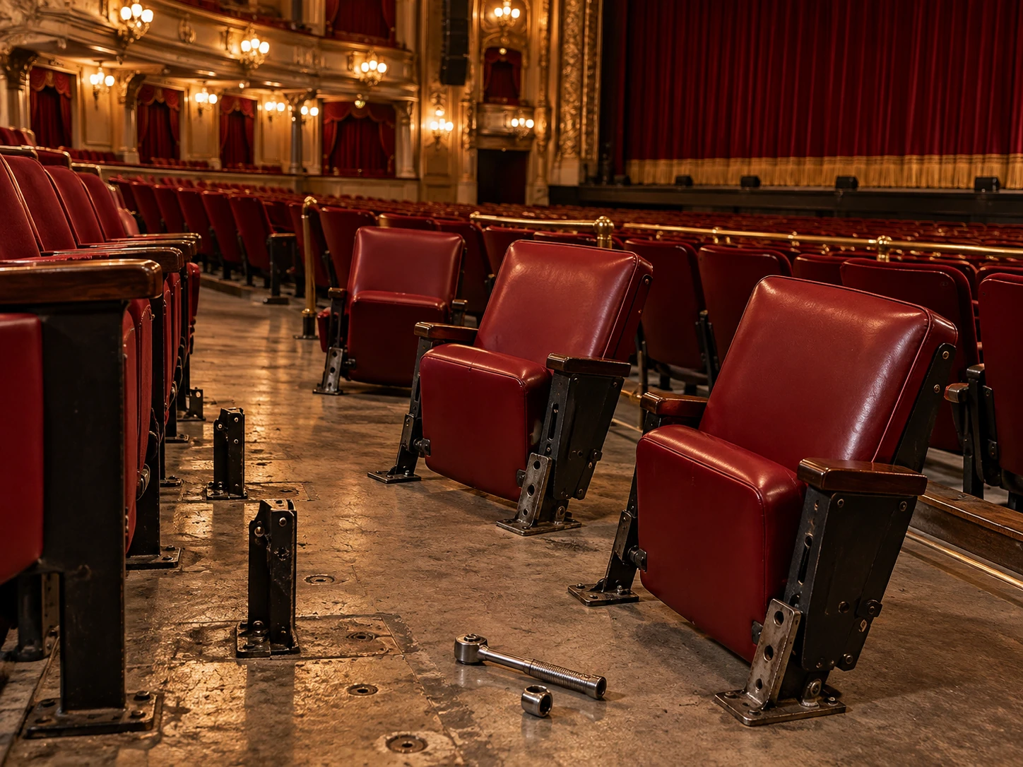 Unbolt: Seats come off the standards after the last show, never duri