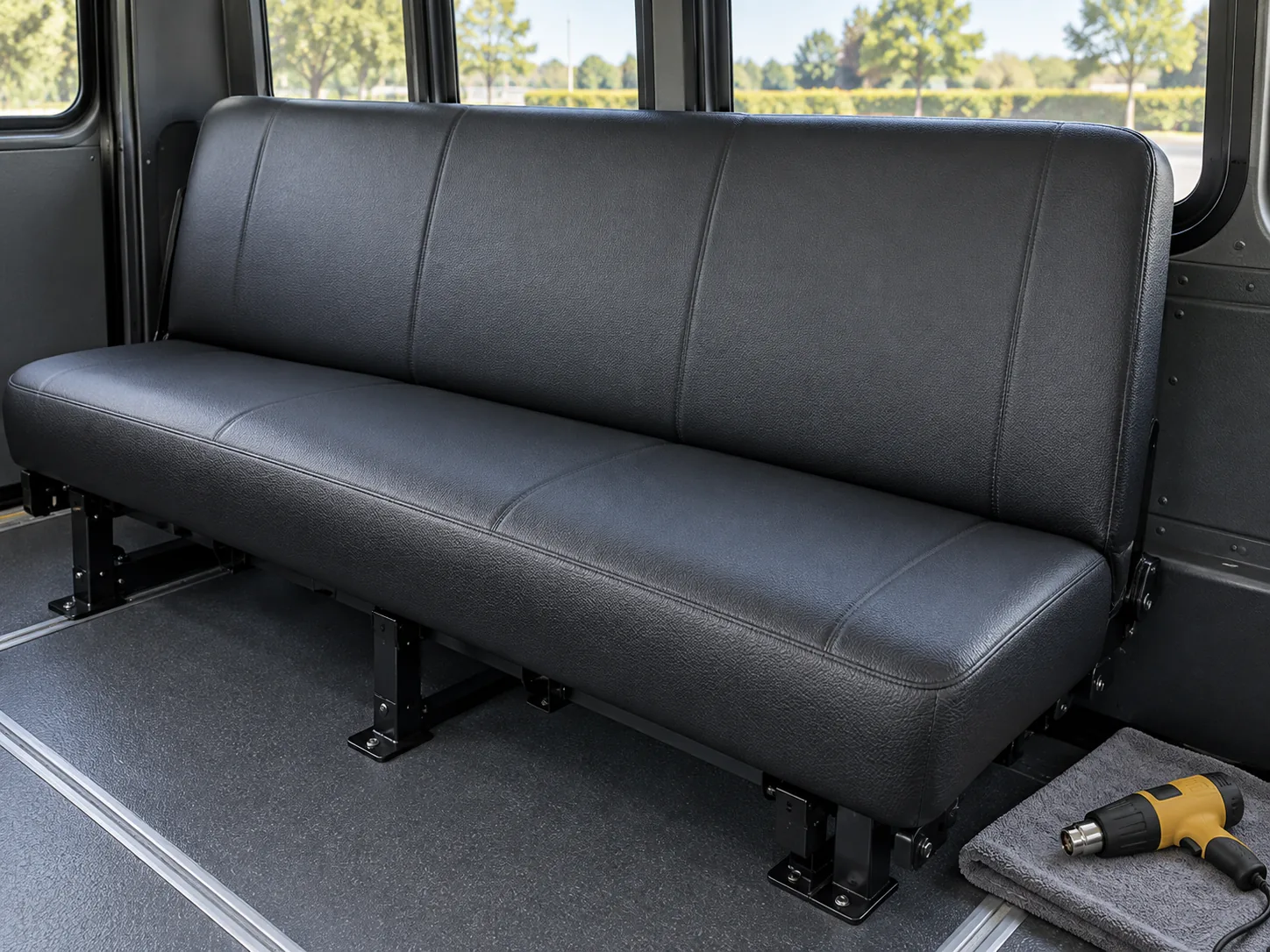 The finished vinyl seat with an even satin finish