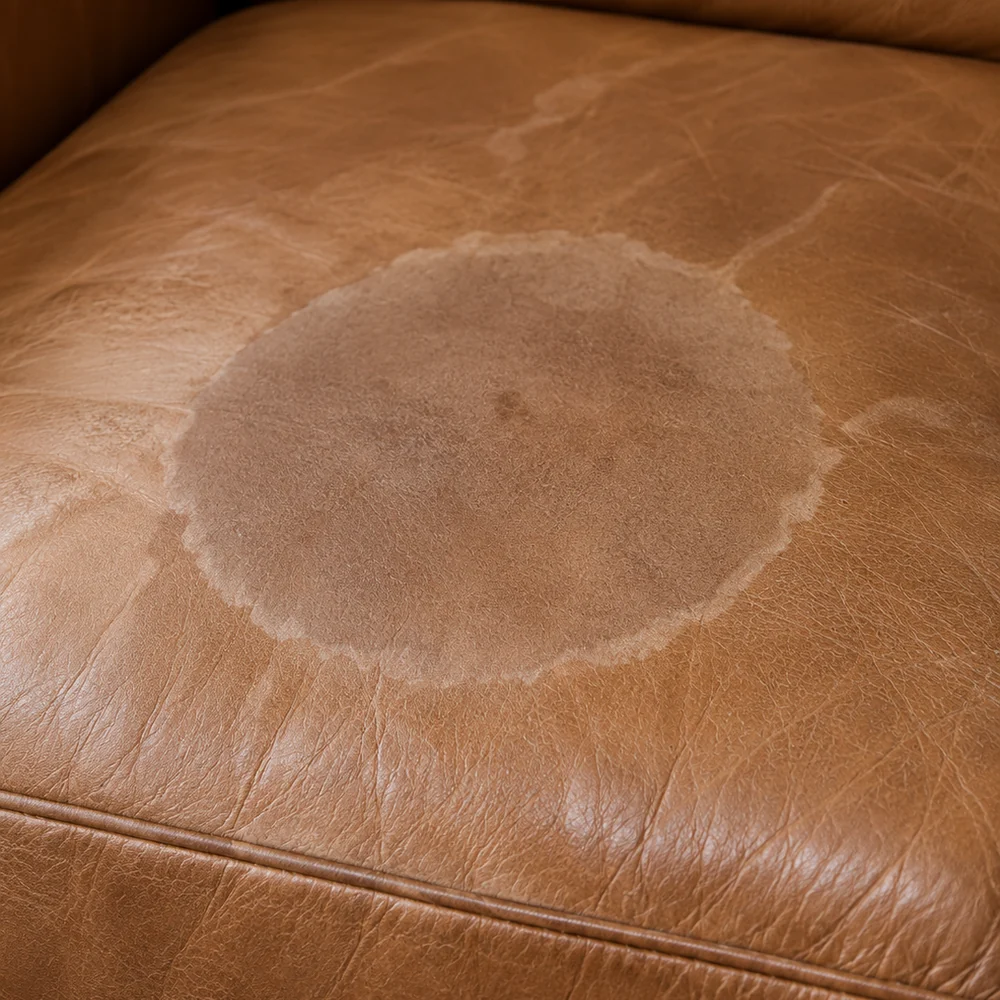 A hard-edged water ring on the dry seat