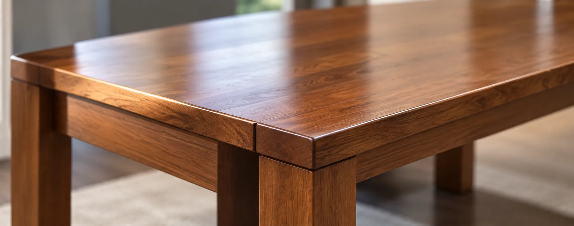 Wood table edge finish detail