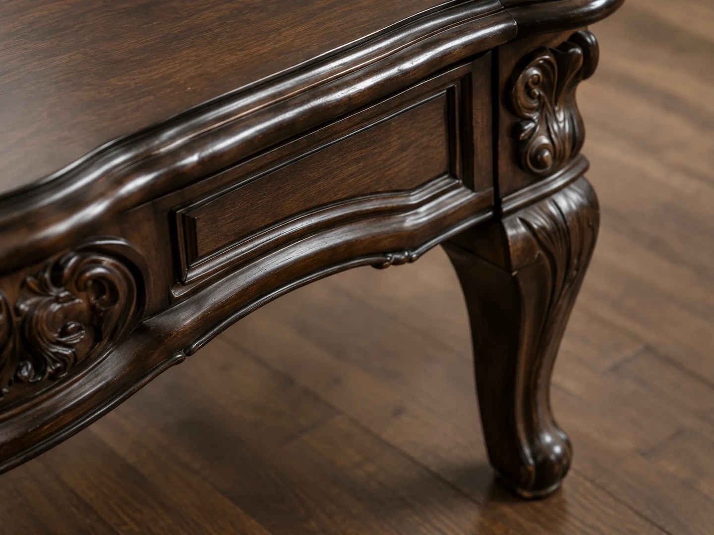 Refinished walnut desk with an even sheen