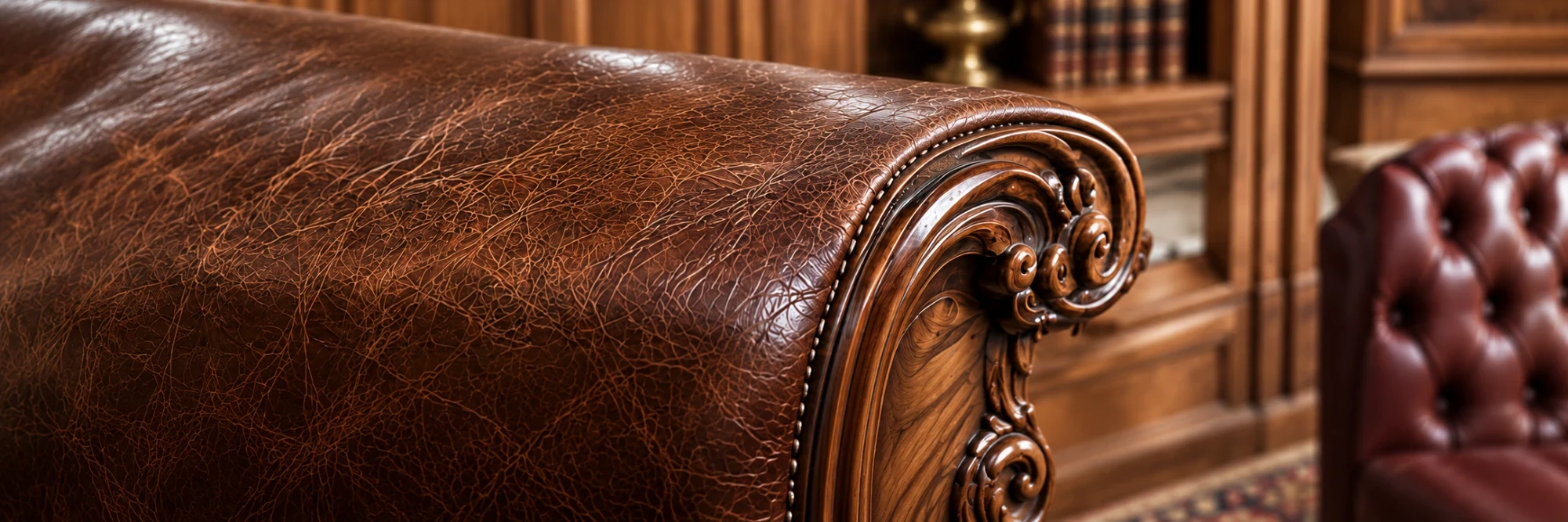 Carved wood detail on an antique frame