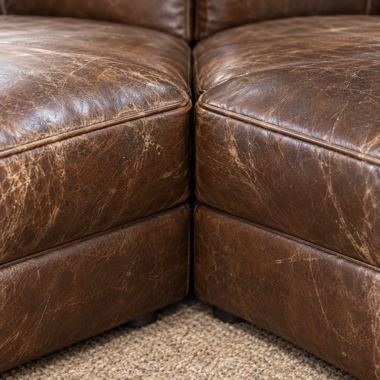 Worn corner where two sectional modules meet