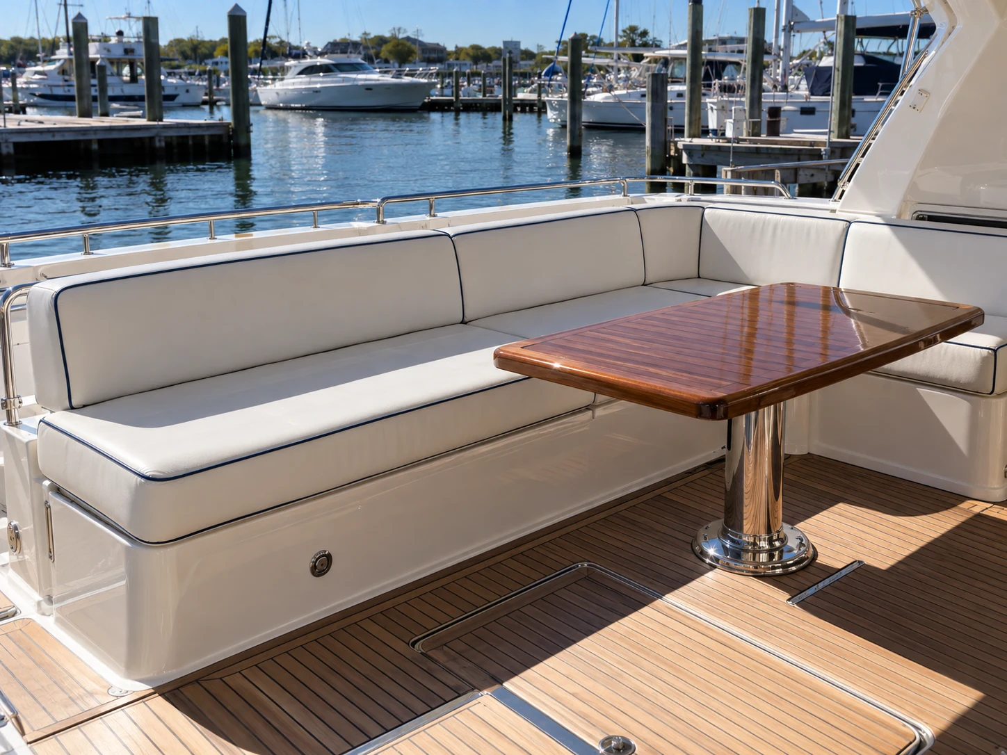 Yacht cockpit seating above deck