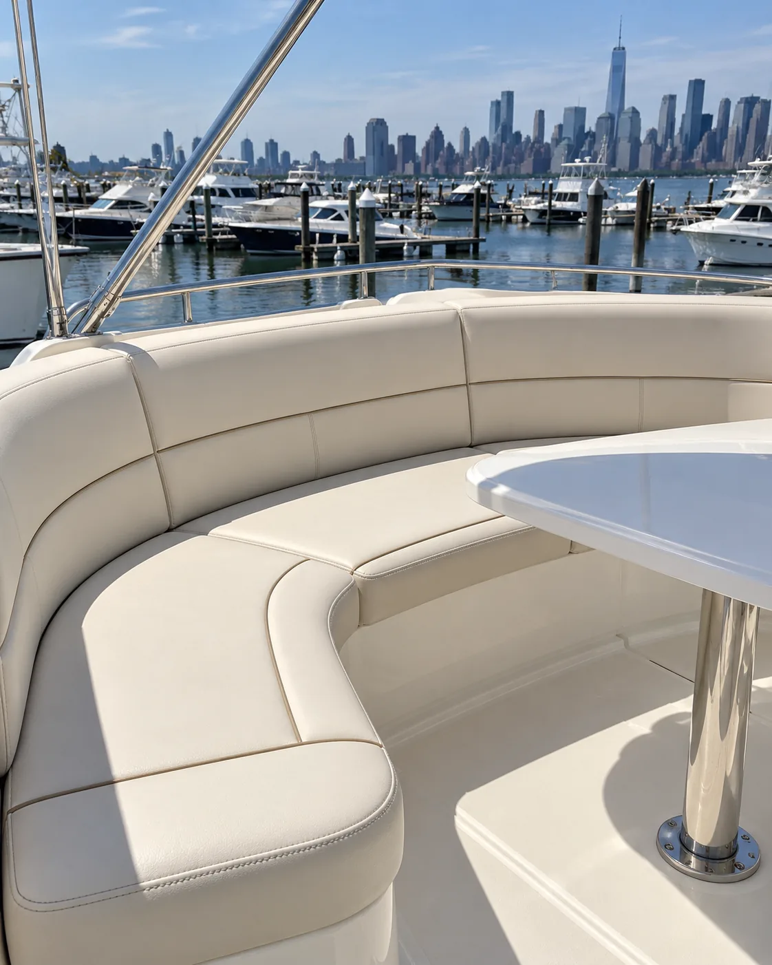 A yacht flybridge seating set