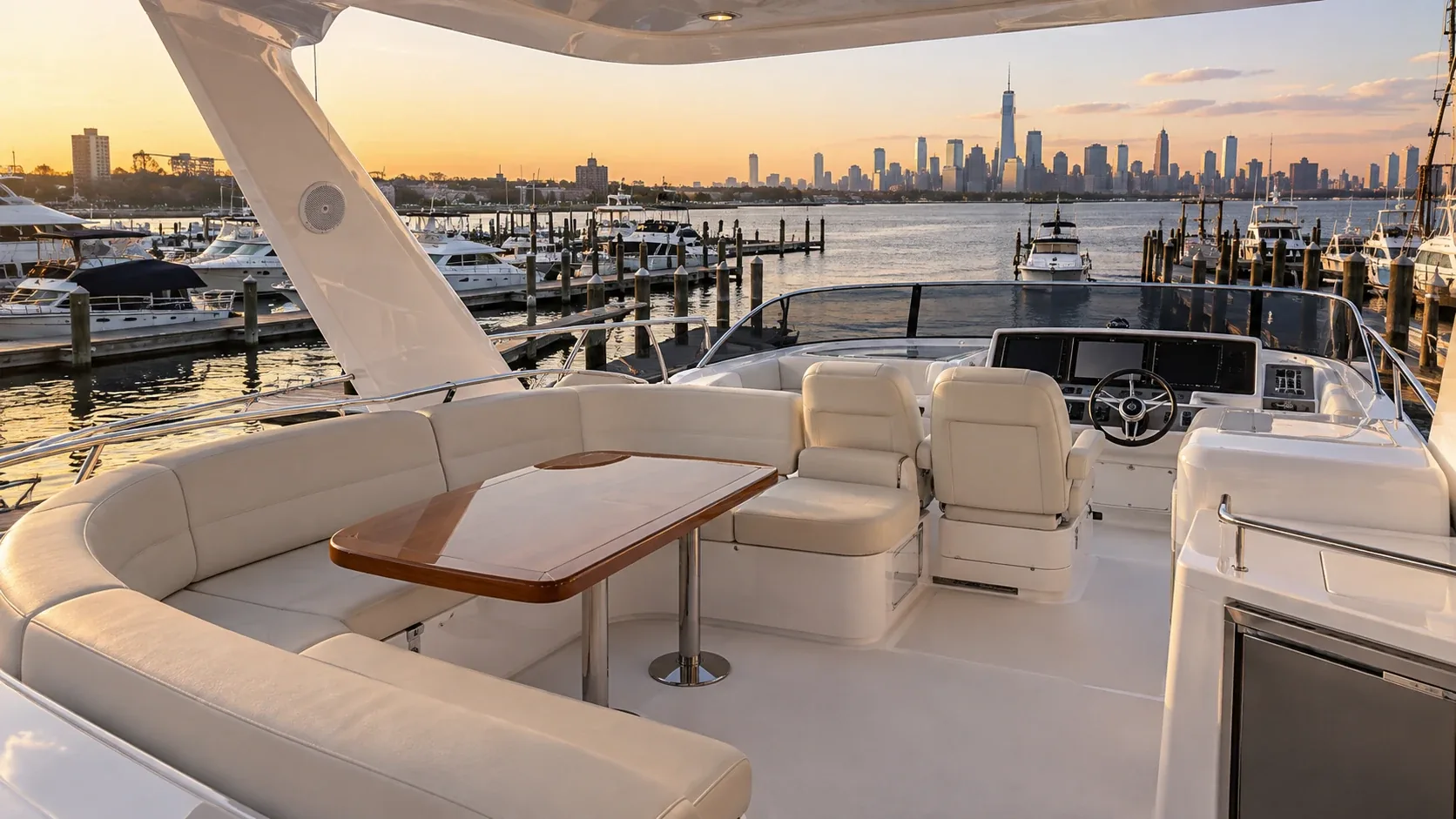 Yachts with upholstered seating