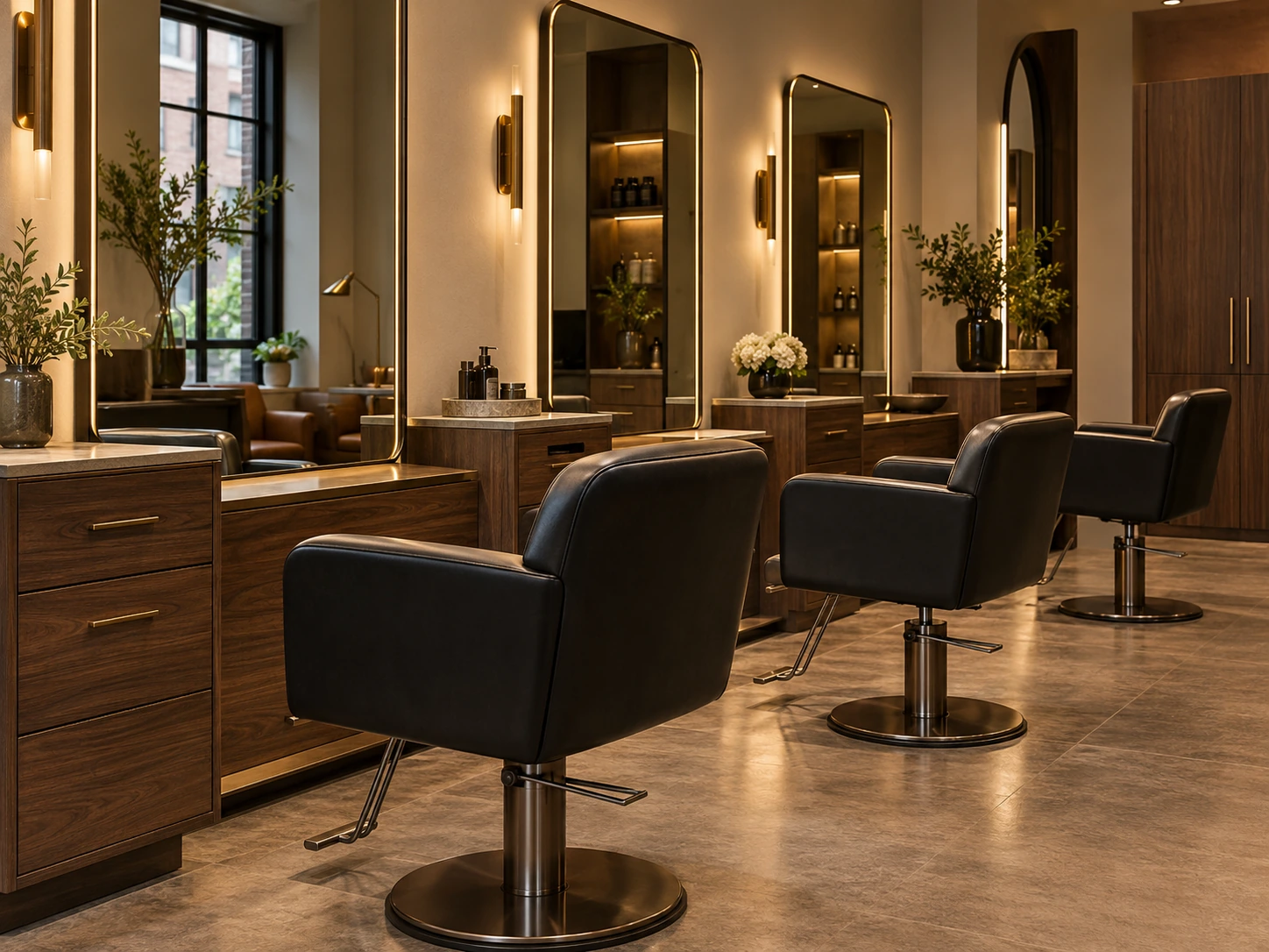 Styling chairs in a salon